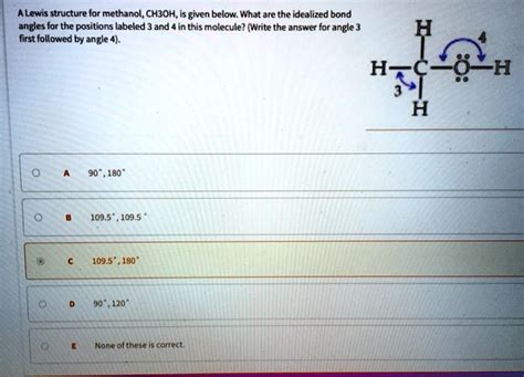 alewis structure for methanol ch3ohis given below what are the ...