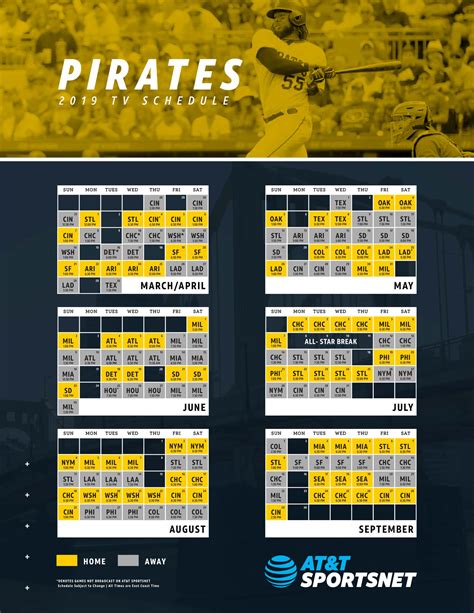 Pirates Schedule AT T SportsNet | Printable Schedule