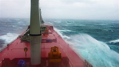 cargo ship sailing through violent storm Stock Footage Video (100% ...