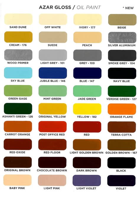 Color Chart – AZAR | City Paints Supply Ltd