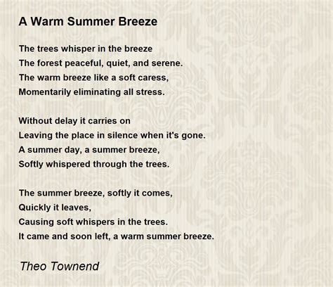 A Warm Summer Breeze - A Warm Summer Breeze Poem by Theo Townend