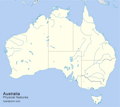 Printable Physical Map Of Australia