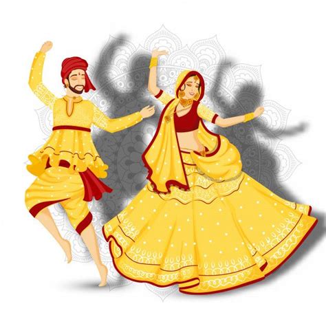 Premium Vector | Illustration of young couple dancing garba pose on ...