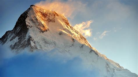 nature, snowy peak, snow, snowy mountain, landscape, sunset, mountains ...