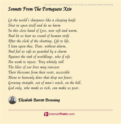 Sonnets From The Portuguese Xxiv Poem by Elizabeth Barrett Browning