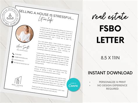 FSBO Letter, Real Estate FSBO Flyer Template, for Sale by Owner ...