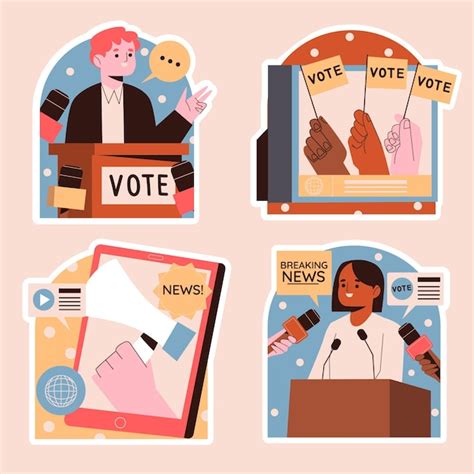 Free Vector | Naive news and politics stickers