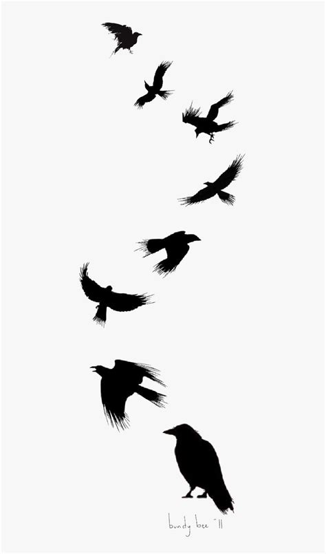 Tattoo Flight Crow Drawing Common Ink Bird Clipart - Raven Silhouette ...