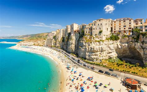 Download wallpapers Tropea, coast, resort, beach, Mediterranean Sea ...