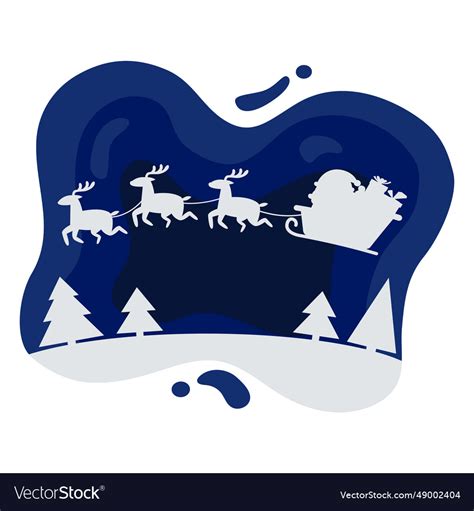 Sleigh santa papercut Royalty Free Vector Image