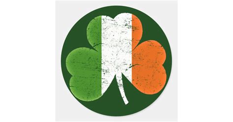 Ireland Irish Flag Classic Shamrock Classic Round Sticker | Zazzle