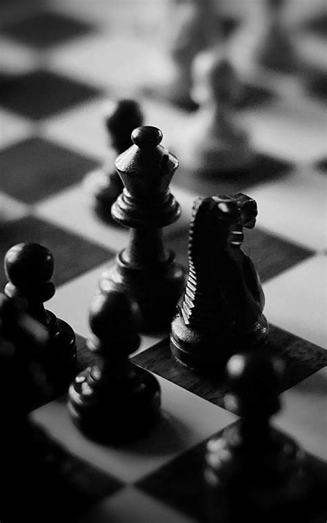 Black and White Chess Board Pieces Android and iPhone Wallpaper ...