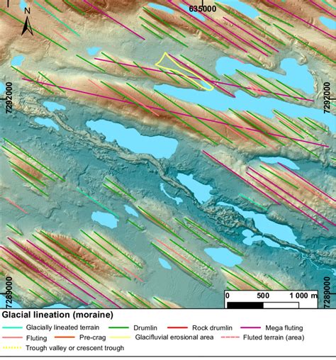 Drumlins, flutings and megascale glacial lineations (MSGLs) from ...