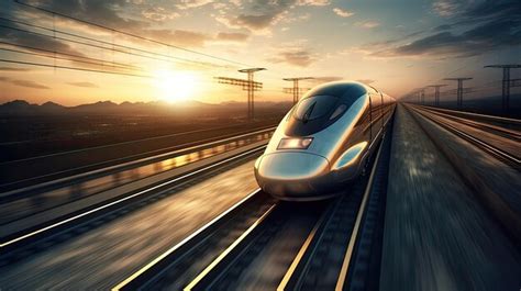 Premium AI Image | Highspeed train speeding off into the distance on ...