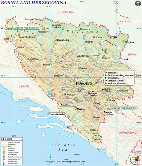 Map of Bosnia and Herzegovina - Bosnia Herzegovina map (Southern Europe ...