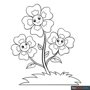 Cartoon Flowers Coloring Page | Easy Drawing Guides