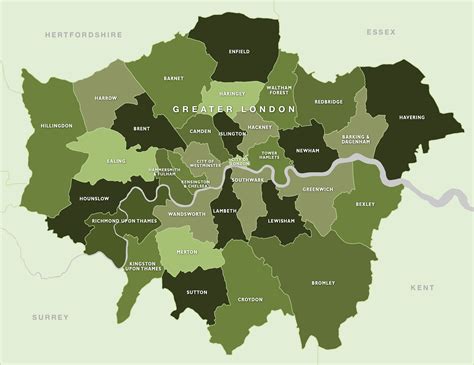 Map of London boroughs - royalty free editable vector map - Maproom ...