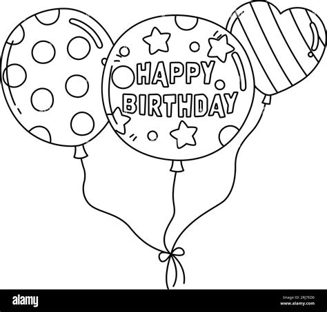 Birthday Balloons Isolated Coloring Page for Kids Stock Vector Image ...