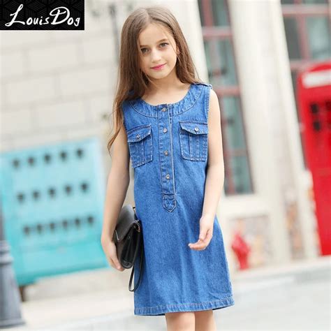 Girls pocket denim dress kids brand designer tank dress children's ...