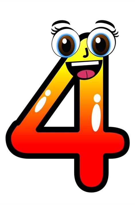 Number 4 Clip art with Face | Cute Number Four Clip Arts for Modules ...