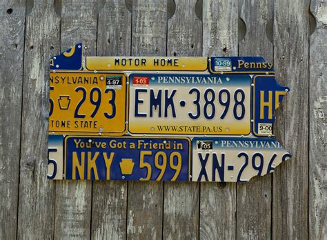 Large Pennsylvania License Plate Map Art by LicenseToCraft on Etsy and ...