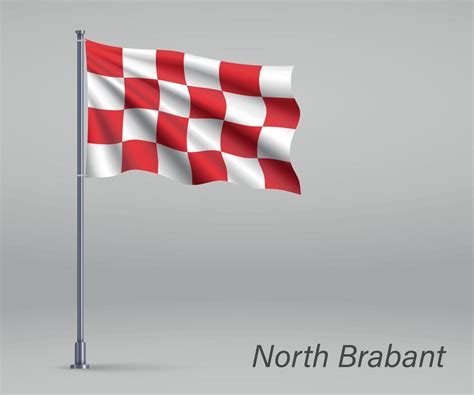 Waving flag of North Brabant - province of Netherlands on flagpo ...