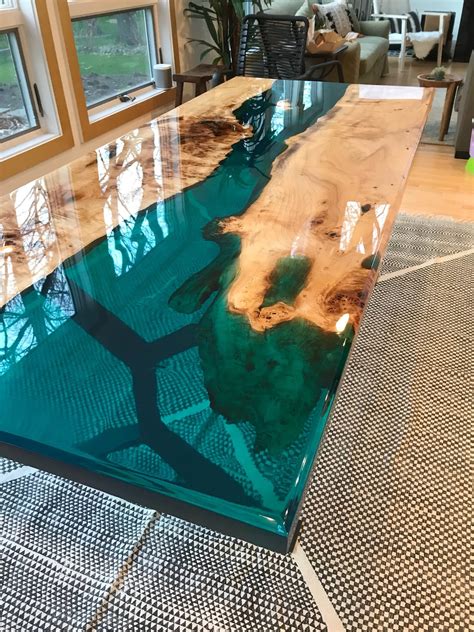 Turquoise Resin River Dining Table - Etsy