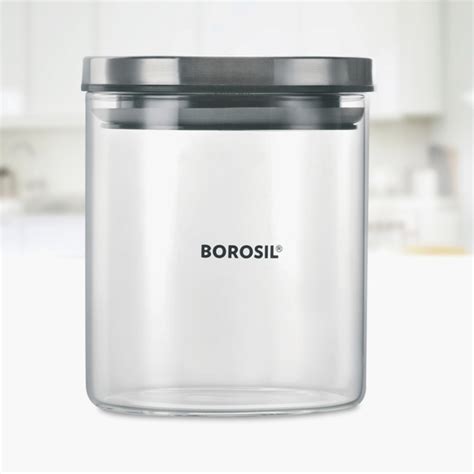 BOROSIL 2- Piece Classic Jar with Lid Set - 600ml | Transparent | Glass