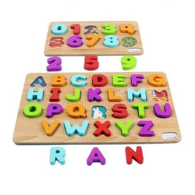 Chuckle & Roar Abc's & 123s Wood Kids Puzzle Set 36pc : Target