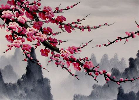 Chinese Feng Shui Painting, Chinese Cherry Blossom Painting | Cherry ...