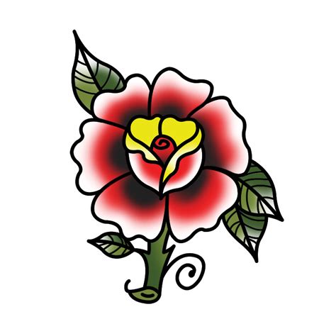 Traditional Flower Outline Tattoo