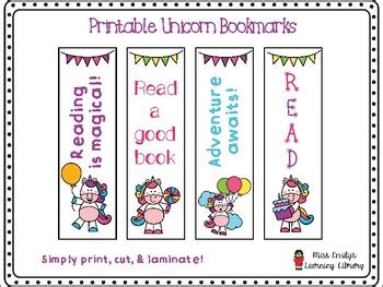 Unicorn Bookmarks, Bookmarks for Birthday or Prize Box, Reading Incentive