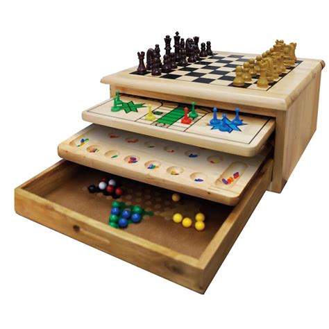 10 in 1 Wooden Chess Board Classic Games Game House Kids Children ...