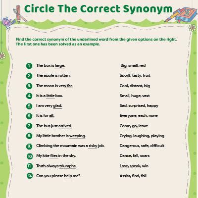 Second Grade Synonyms Worksheets For Kids - Free & Printable | MomJunction