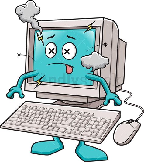 Broken Computer Exploding Cartoon Clipart Vector - FriendlyStock