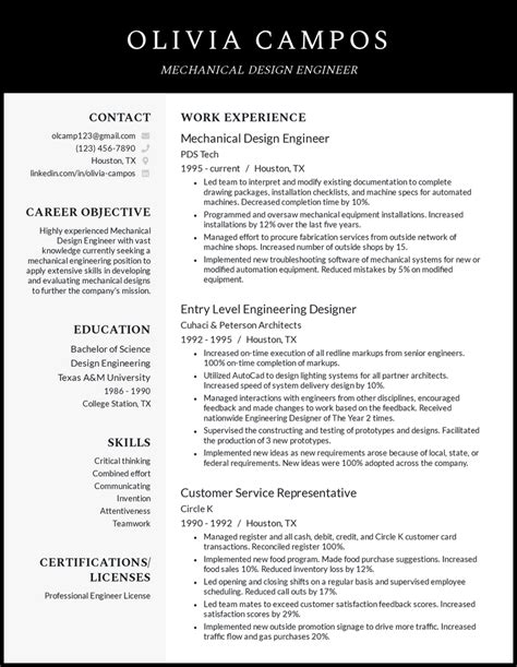 Mechanical Engineer Resume Sample and Writing Tips - Career Advice ...