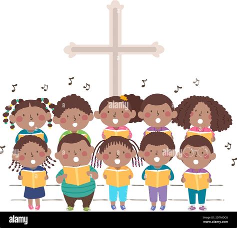 Illustration of African American Kids Singing in Church in Choir Stock ...