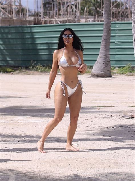 Kim Kardashian in a Silver Bikini – SKIMS Swimwear Line Photoshoot in ...