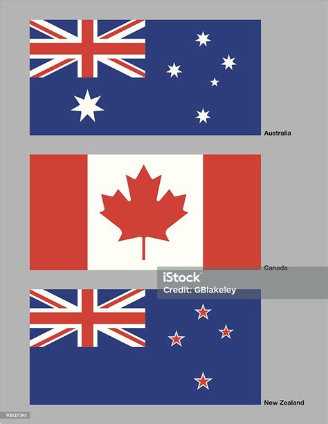 Bendera Australia Kanada Dan Selandia Baru Ilustrasi Stok - Unduh ...