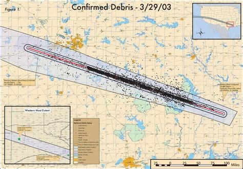 space shuttle - About how far was debris scattered from the Columbia ...