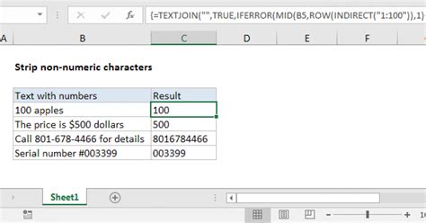 Strip non-numeric characters - Excel formula | Exceljet