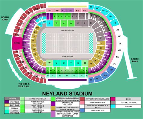 Neyland Stadium Seating Chart with Rows and Seat Numbers 2024