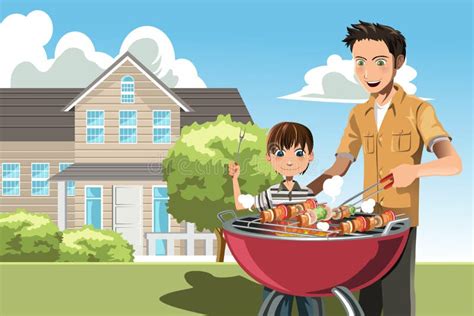 Father and Son Doing Barbecue Stock Vector - Illustration of ...