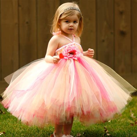 Lovely Girls Flower Tutu Dress Kids Fluffy Tulle Strap Dress Ball Gown ...