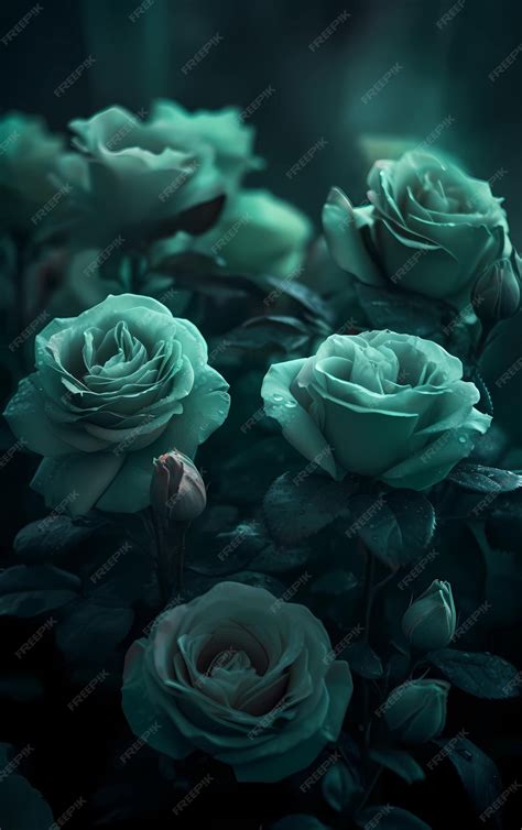 Premium Photo | Green roses in the dark wallpapers