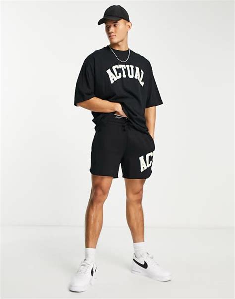 ASOS Actual co-ord oversized t-shirt with logo print in black | ASOS