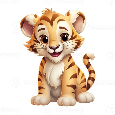 Tiger cub cartoon clipart AI Generated 27241795 PNG