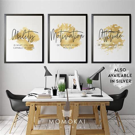 Home office motivational wall art home office modern set of 3 | Etsy in ...