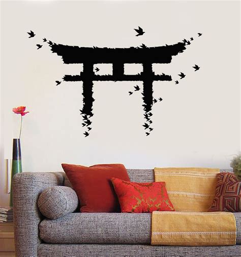 Vinyl Wall Decal Japan Gate Birds Japanese Art Asian Stickers Unique ...