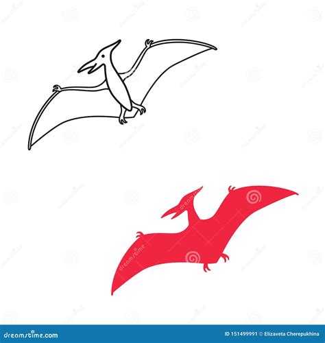 Pterodactyl Vector Outline Black White Line Art | CartoonDealer.com ...